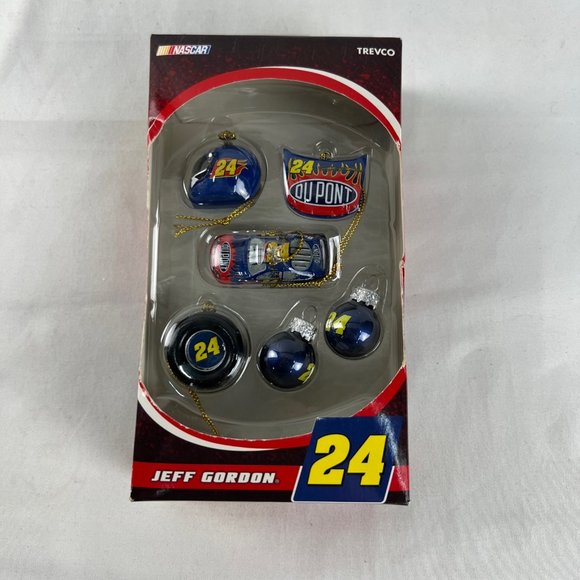 Nascar #24 Jeff Gordon Helmet Hood Tire Mini Christmas Ornament 6 Pc Set 2007 - Picture 1 of 10